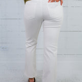 Kelsey Cream High Rise Inset Ankle Flare Jeans