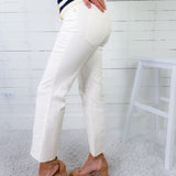 Kelsey Ecru High Rise Ankle Flare Raw Hem Jean KUT