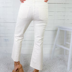 Kelsey Ecru High Rise Ankle Flare Raw Hem Jean KUT