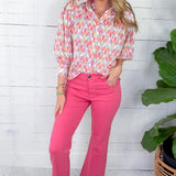 Kelsey Flamingo High Rise Ankle Flare Denim KUT