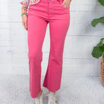 Kelsey Flamingo High Rise Ankle Flare Denim KUT