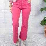 Kelsey Flamingo High Rise Ankle Flare Denim KUT