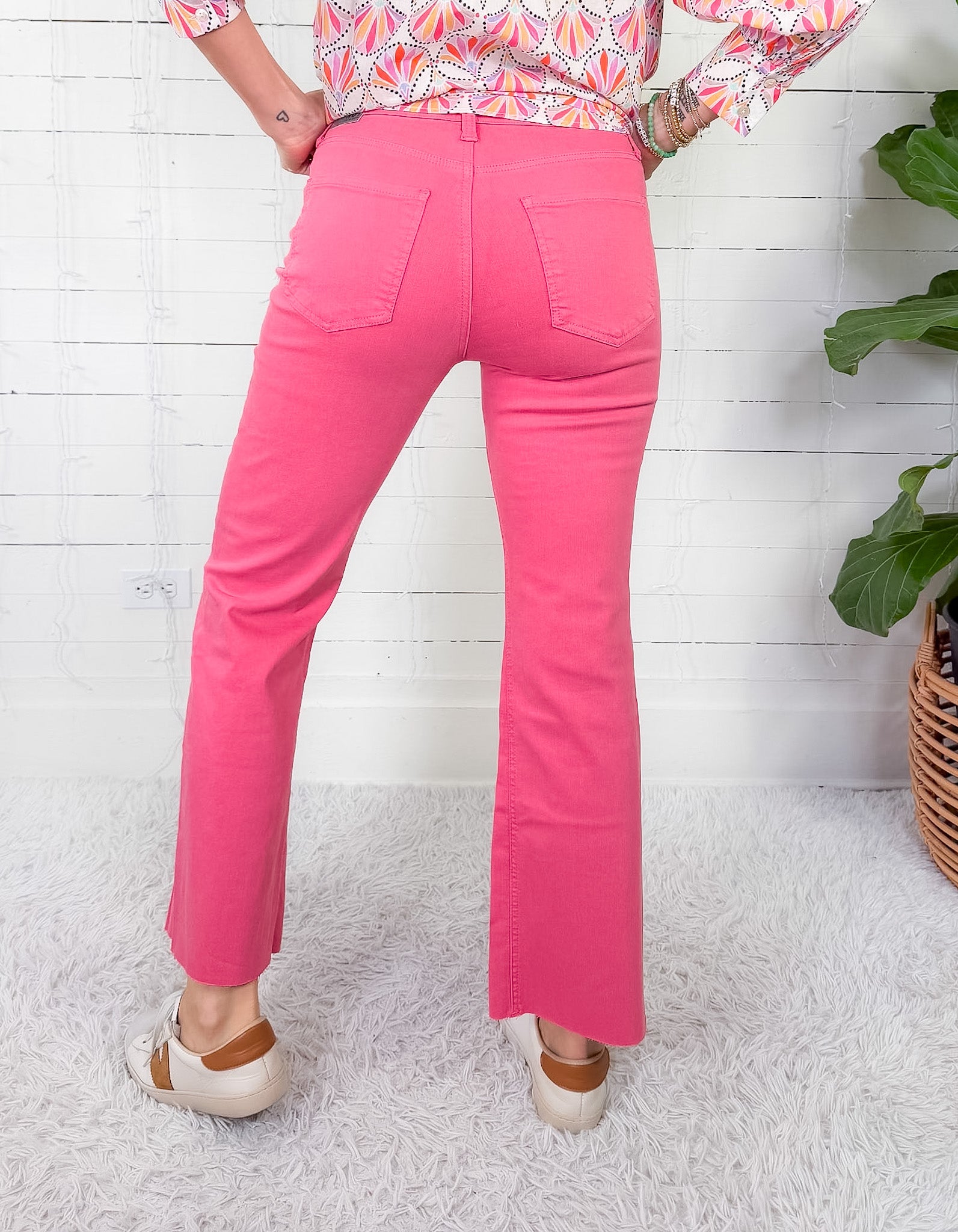 Kelsey Flamingo High Rise Ankle Flare Denim KUT