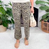 Kelsey Leopard High Rise Ankle Flare Jean KUT