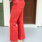 Kelsey Paprika High Rise Ankle Flare Raw Hem Jean KUT