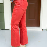 Kelsey Paprika High Rise Ankle Flare Raw Hem Jean KUT