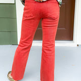 Kelsey Paprika High Rise Ankle Flare Raw Hem Jean KUT