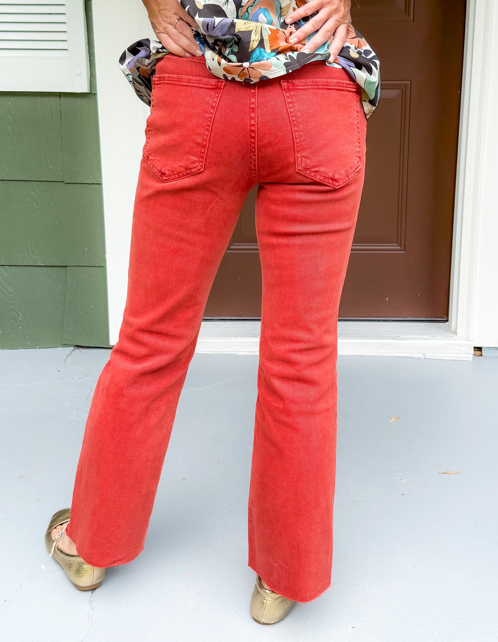 Kelsey Paprika High Rise Ankle Flare Raw Hem Jean KUT