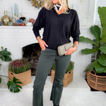 Kelsey Pewter Green Inset Ankle Flare Jean KUT