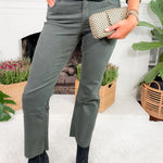 Kelsey Pewter Green Inset Ankle Flare Jean KUT