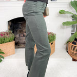 Kelsey Pewter Green Inset Ankle Flare Jean KUT