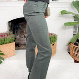 Kelsey Pewter Green Inset Ankle Flare Jean KUT