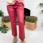 Kelsey Red Coated High Rise Ankle Flare Jean KUT