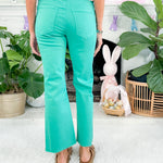 Kelsey Turquoise High Rise Fab Ab Raw Hem Jean KUT