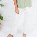 Kelsey Ecru High Rise Ankle Flare Raw Hem Jean Kut