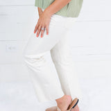 Kelsey Ecru High Rise Ankle Flare Raw Hem Jean Kut