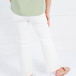 Kelsey Ecru High Rise Ankle Flare Raw Hem Jean Kut