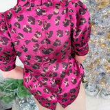 Kendall Hot Pink Leopard Shimmer Top Entro