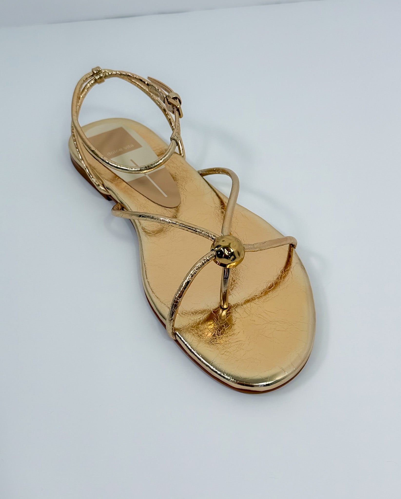 Kenley Gold Distressed Leather Sandals Dolce Vita