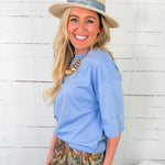 Kingsley Blue Knit Top Entro