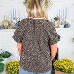 Kingston Mocha Cheetah Poppy Collar Top Entro