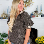Kingston Mocha Cheetah Poppy Collar Top Entro