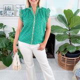 Kinsley Turquoise Flower Print Top THML