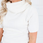 Kline Cream Cowl Neck SS Sweater Molly Bracken