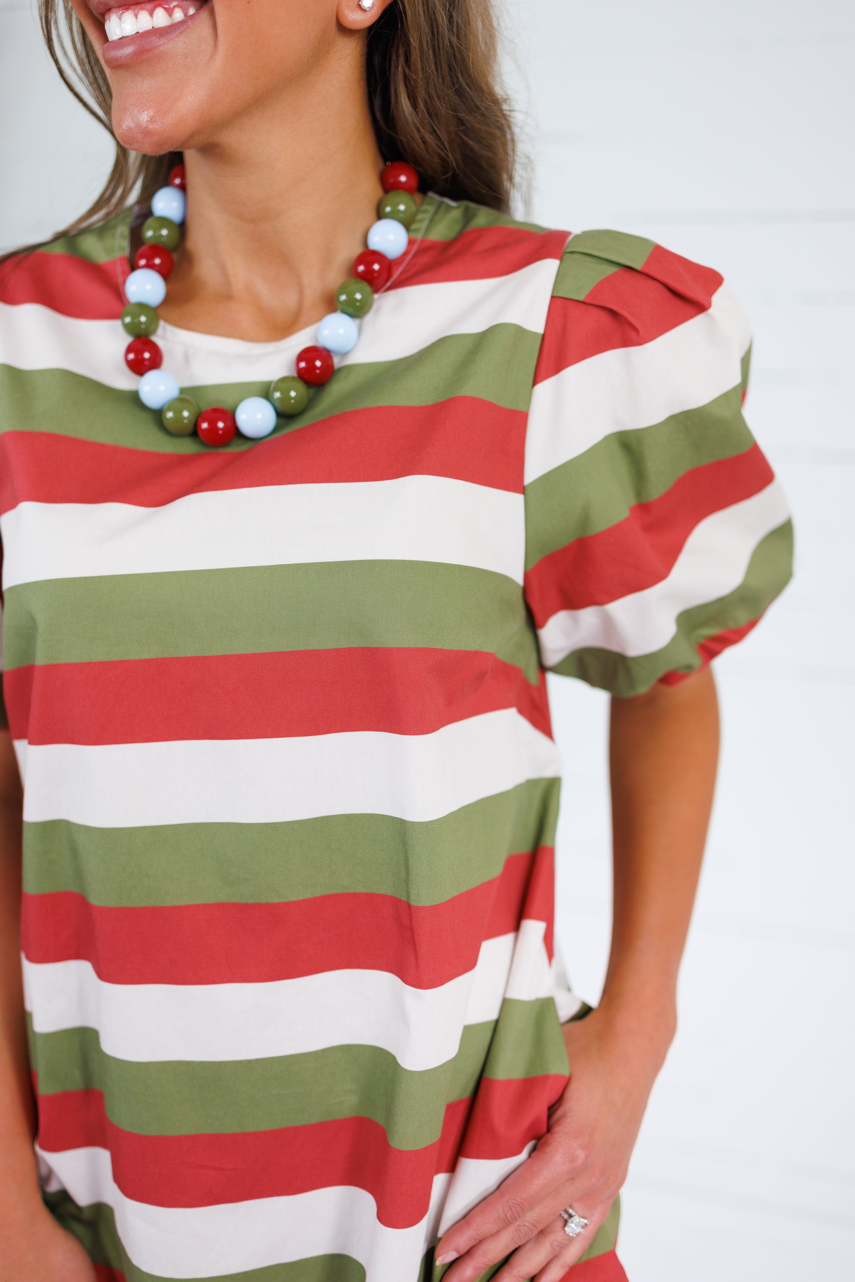 Knight Olive + Rust Striped Mini Dress Entro