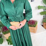 Kramer Hunter Green Button Midi Dress Jodifl