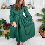 Kramer Hunter Green Button Midi Dress Jodifl