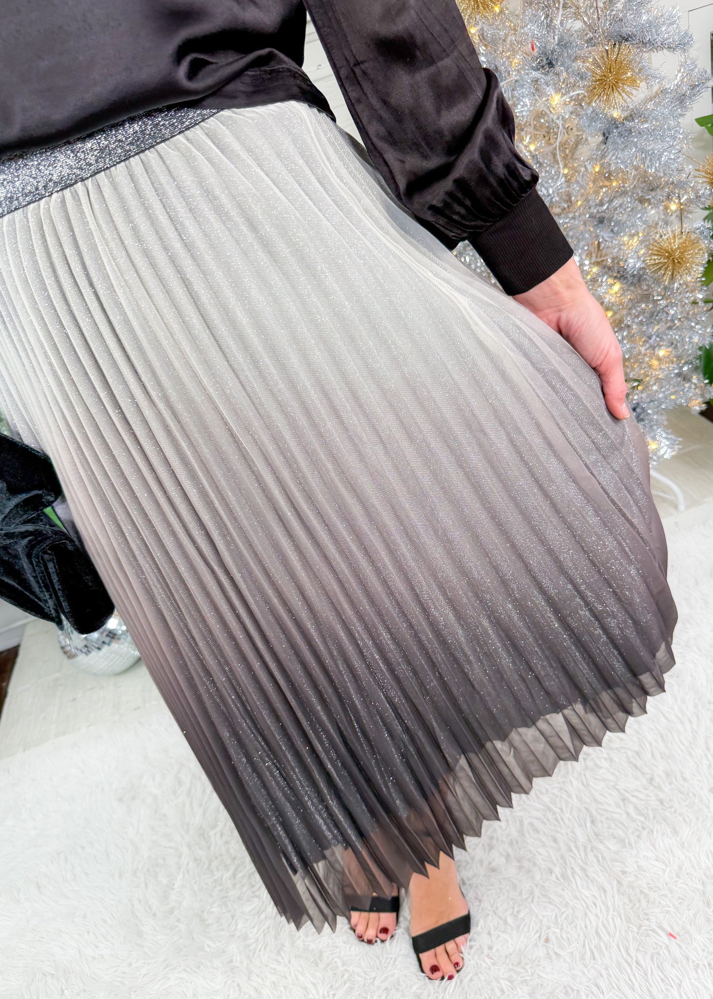 Kringle Grey Ombre Shimmer Maxi Skirt Fate
