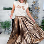 Krypton Bronze Pleated Maxi Skirt