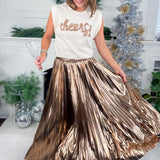 Krypton Bronze Pleated Maxi Skirt