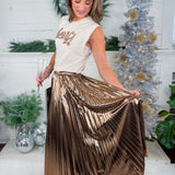 Krypton Bronze Pleated Maxi Skirt
