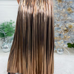 Krypton Bronze Pleated Maxi Skirt