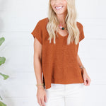 LaRussa Rust Cap Sleeve Sweater Be Cool