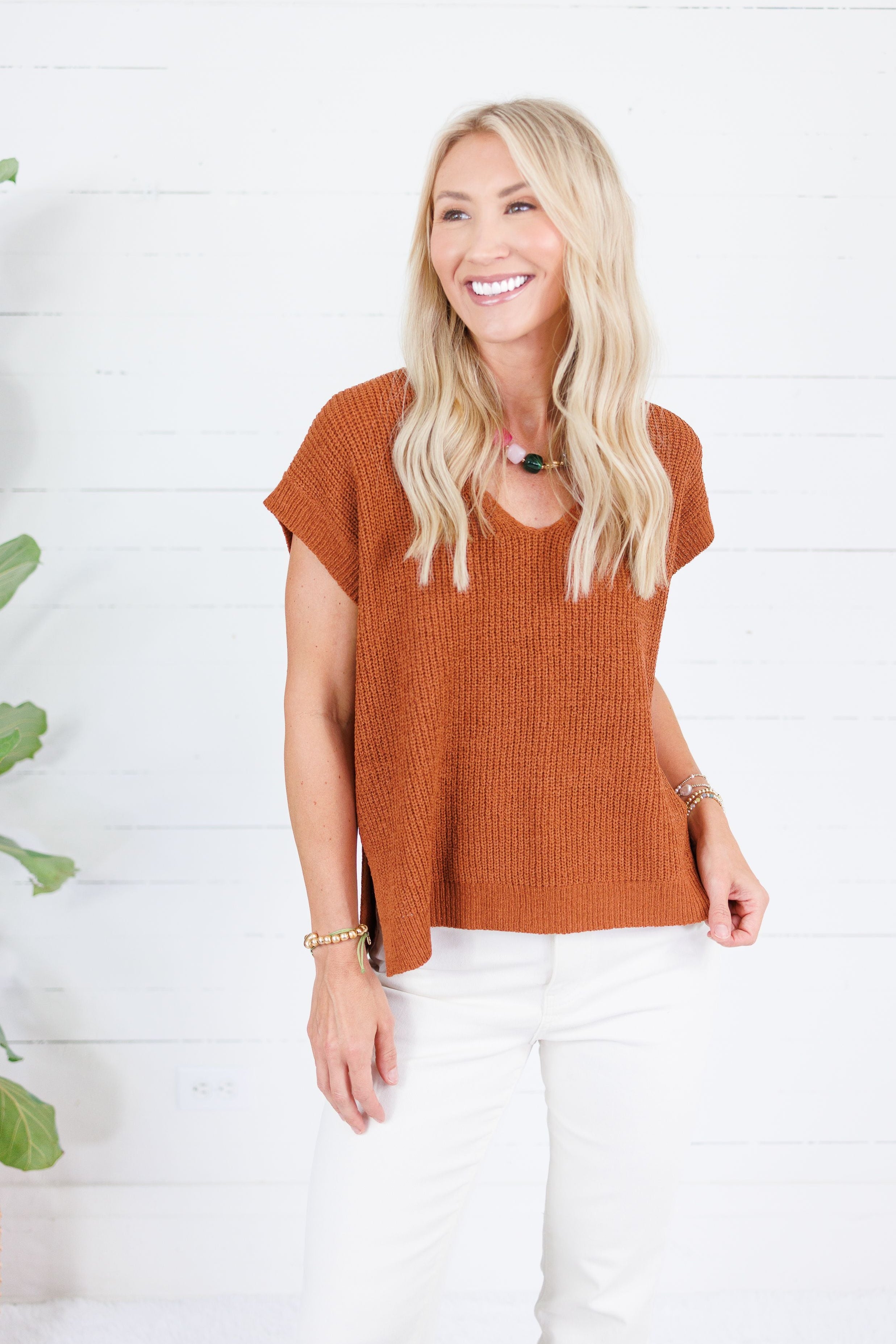 LaRussa Rust Cap Sleeve Sweater Be Cool