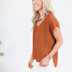 LaRussa Rust Cap Sleeve Sweater Be Cool