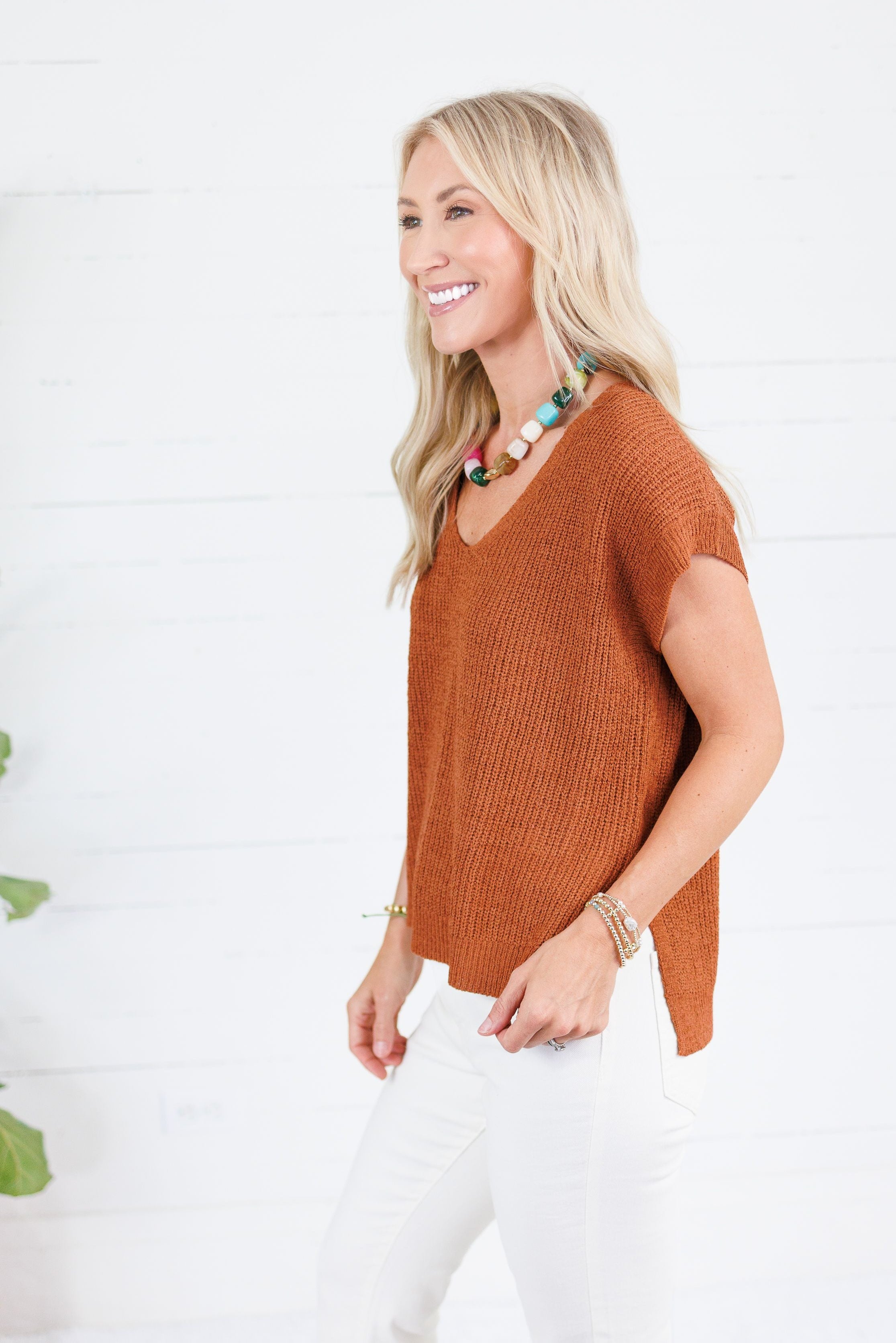 LaRussa Rust Cap Sleeve Sweater Be Cool