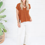 LaRussa Rust Cap Sleeve Sweater Be Cool