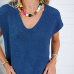 LaRussa Teal Cap Sleeve Sweater Be Cool