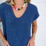 LaRussa Teal Cap Sleeve Sweater Be Cool