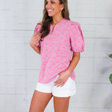 Lainey Pink Deco Lilies Top Mary Square