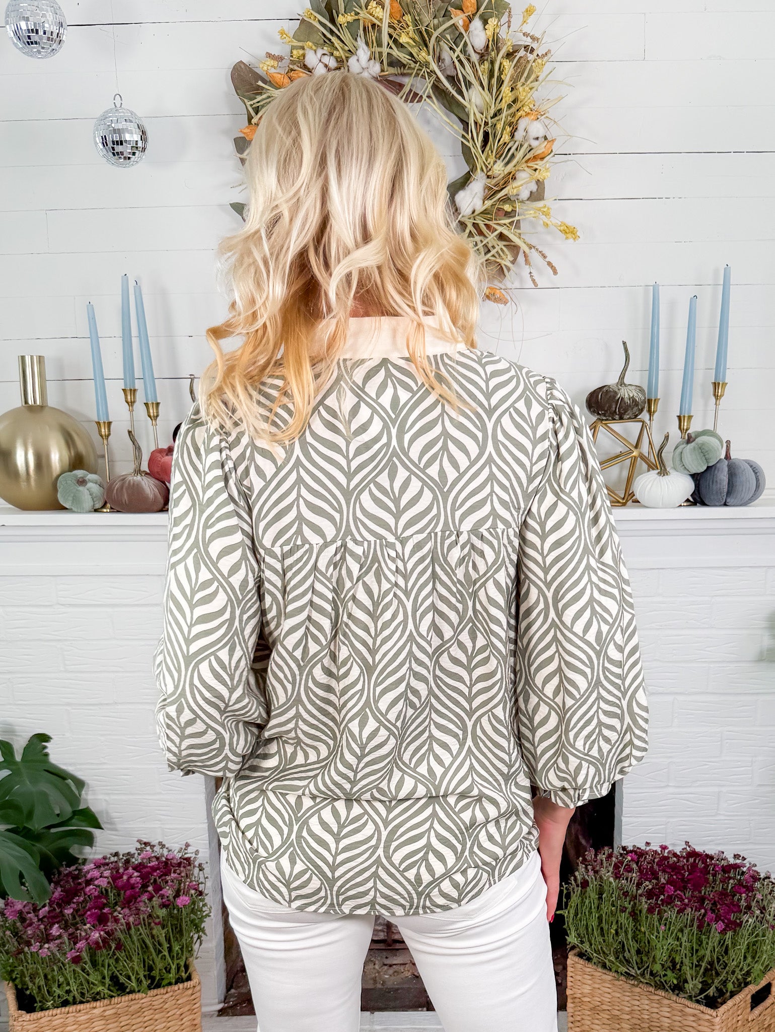 Lariat Sage Boho Leaf Top Jodifl