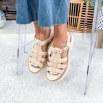 Latice Oatmeal Knit Chunky Heel Platform Sandal Dolce Vita