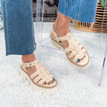 Latice Oatmeal Knit Chunky Heel Platform Sandal Dolce Vita