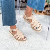 Latice Oatmeal Knit Chunky Heel Platform Sandal Dolce Vita