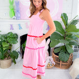 Laurel Pink Ric-Rac Maxi Dress