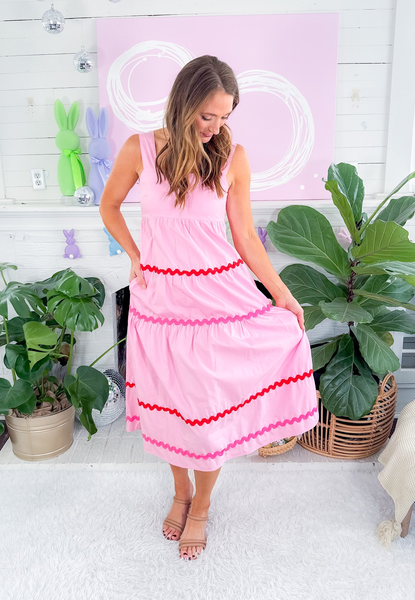 Laurel Pink Ric-Rac Maxi Dress